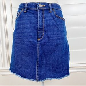 Jean Skirt with Raw edge denim